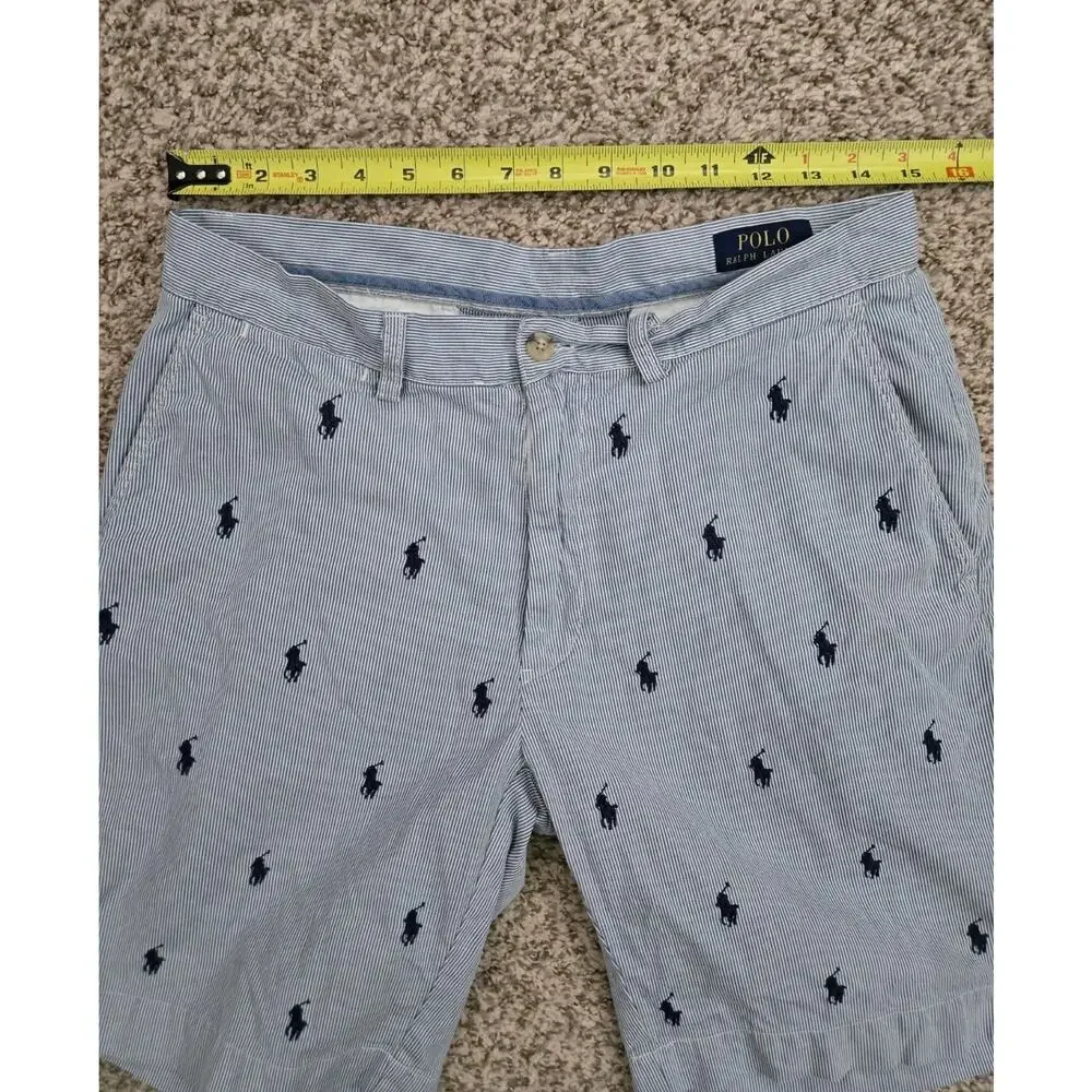 POLO RALPH LAUREN Men's All Over Pony Pinstripe Classic Fit 9” Shorts Size 31